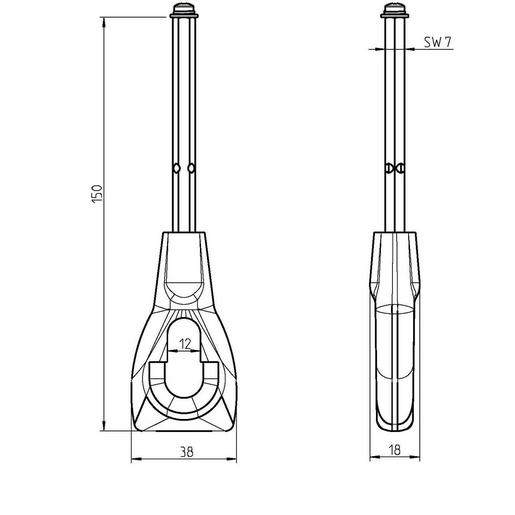 GGK 539-16 Öse für Handkurbel lang, 270 mm