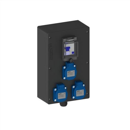 HI03-/2F25.03/M20 Wandverteiler Vollgummi 3xSchuko, über R