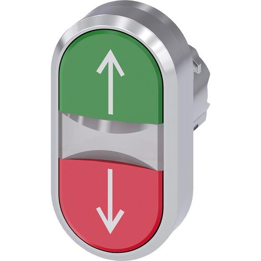 3SU1051-3AB42-0AN0 Doppeldrucktaster, bel., 22mm, rund, Met