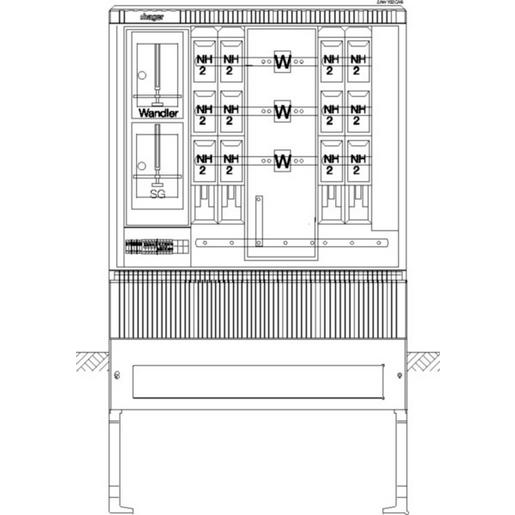 ZAW102CA6 Wa+MeSchrank,universN,<400A,TN-C Netz