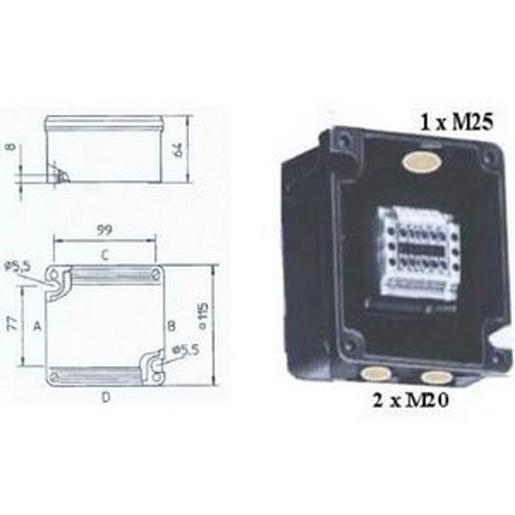 8118/122-099 EEXE-Klemmkasten, 115x115x64mm, bestückt