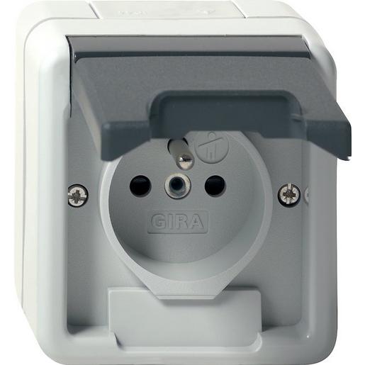 048530 Steckd. Erdstift KD + SH WG AP Grau