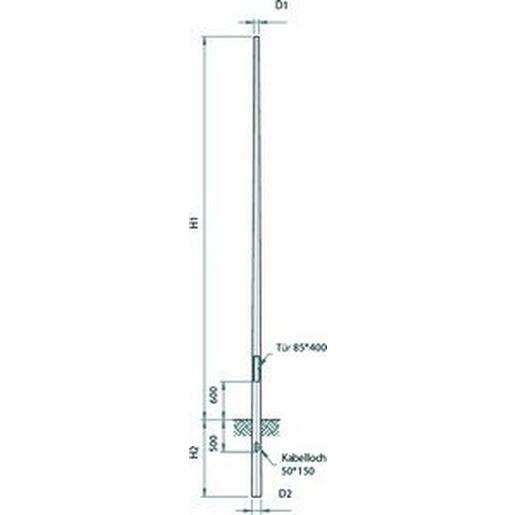 KLM 100/76/3.0 =10m Konischer Lichtmast feuerverzinkt 100/76
