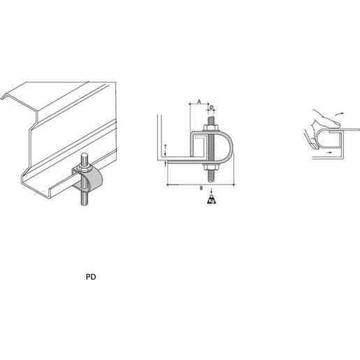 PD Traegerklammer, fuer waagrechte Innenkan