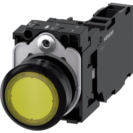 3SU1103-0AB30-1FA0 Drucktaster, beleuchtet, 22mm, rund, Kun