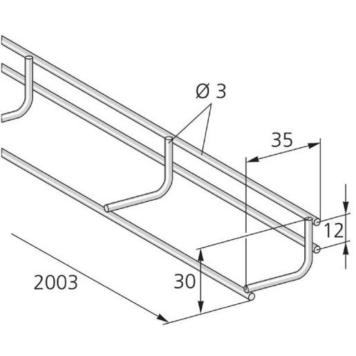 GKL35x30V2A Gitterkanal/ Drahtstärke 3 mm/ 2000 mm l