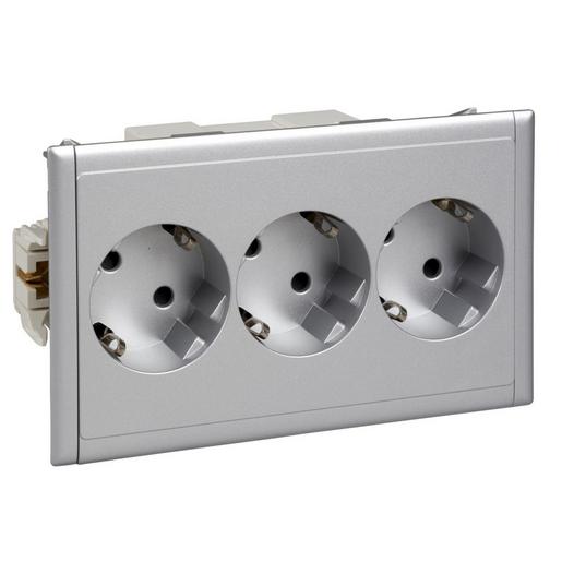 5940111 Schukosteckdose 3-fach, 16A/250V, Klemme