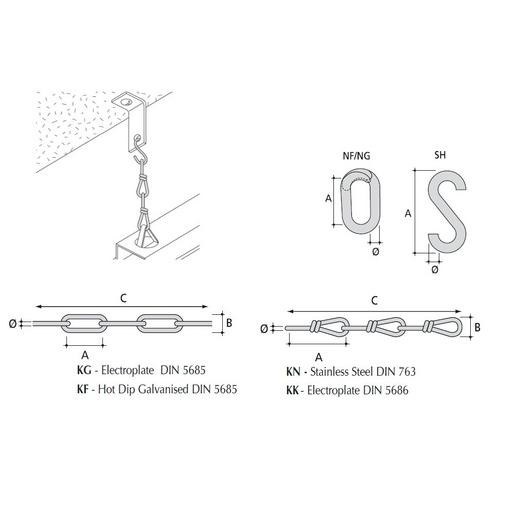 KK-30 Kette aus geflochtenden Gliedern verzink