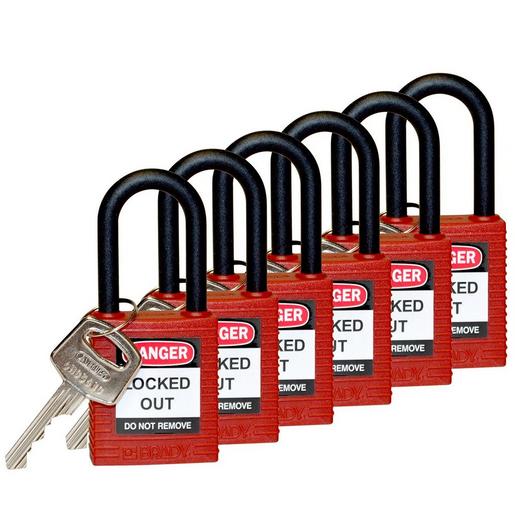 SFTY PADLOCK NYLON 38MM SHA KD RED 6/PAC Sicherheitsschlösser ? Nylonbügel