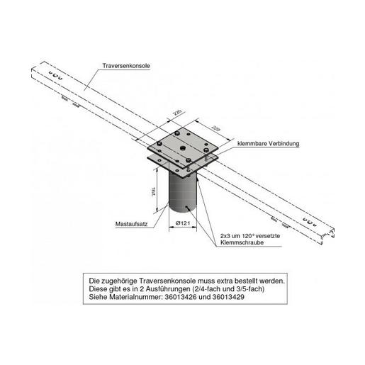 Traversenunterteil für Zopf Ø89 -Ø108 Traversenunterteil zum montieren auf Mas