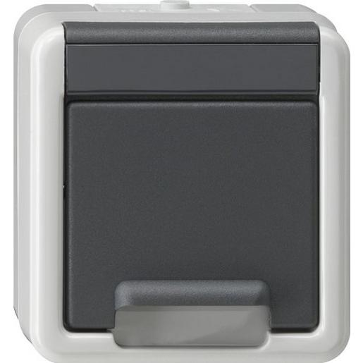 041430 SCHUKO-Steckd. KD + SH WG AP Grau