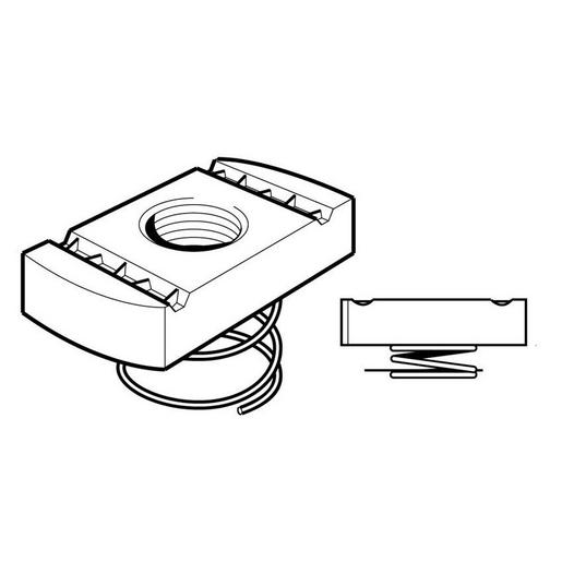 PN082G Federgleitmutter Kurz, Tauchfeuerverzink