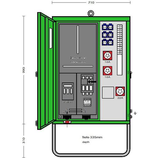 AV 63N/A/621-1 Anschlussverteilerschrank 44 kVA mit Zäh