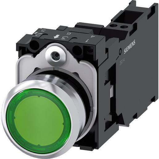 3SU1153-0AB40-3FA0 Drucktaster, beleuchtet, 22mm, rund, Met