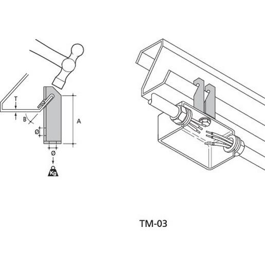 TM-03 Trägerklammer, für vertikale Kante bis 3