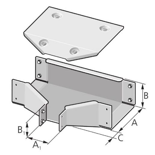 TDFR 300150 150100 T-Stück Deckel in Flucht