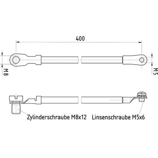 GURO-EC10-RM8-400-RM5 (04104 bzw. E1) Erdungsseil für EKM 2050/51, mastseitig