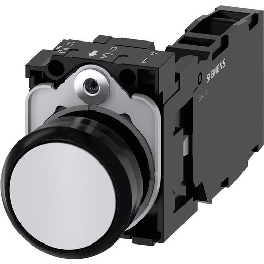 3SU1100-0AB60-1FA0 Drucktaster, 22mm, rund, Kunststoff, wei