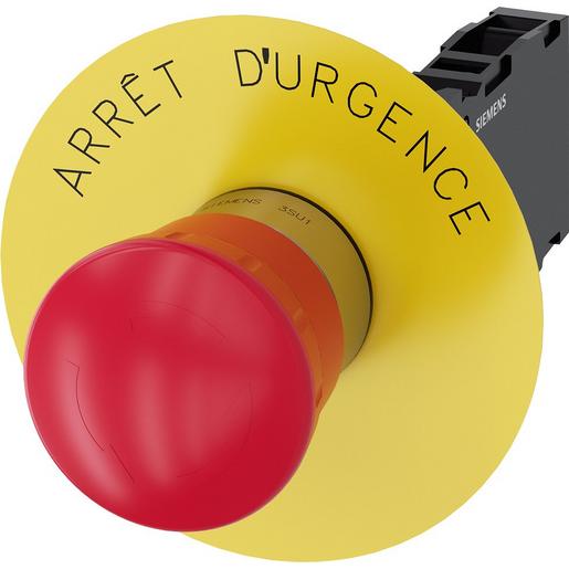 3SU1150-1HB20-1FJ0 Not-Halt-Pilzdrucktaster, 22mm, rund, Me