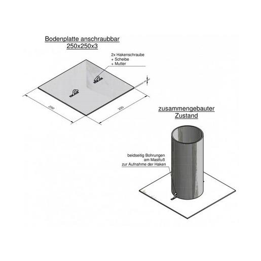 BODENPL. 250X250X3MM Bodenplatte, anschraubbar, nach DIN EN 4