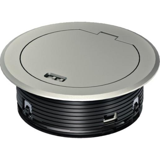 LAR02MKS Leitungsauslass Metal Klappdeckel Silber