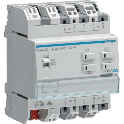 TXA624C Rolll.-/Jalousieaktor 4f KNX easy, 230V