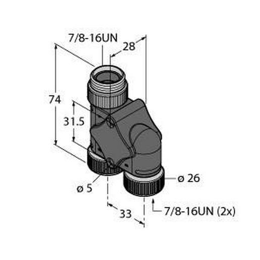 XSH-RSM-2RKM 50 Aktuator- und Sensor Splitter, h-Splitte