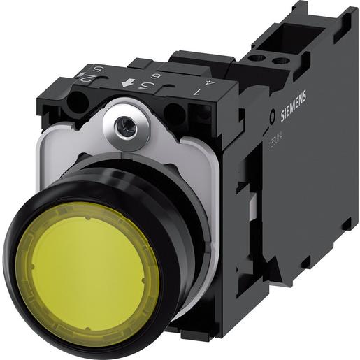 3SU1102-0AB30-3FA0 Drucktaster, beleuchtet, 22mm, rund, Kun