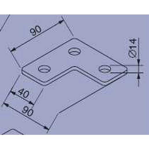 16J43 Winkelstückverbinder HxBxt 90x90x5mm feu