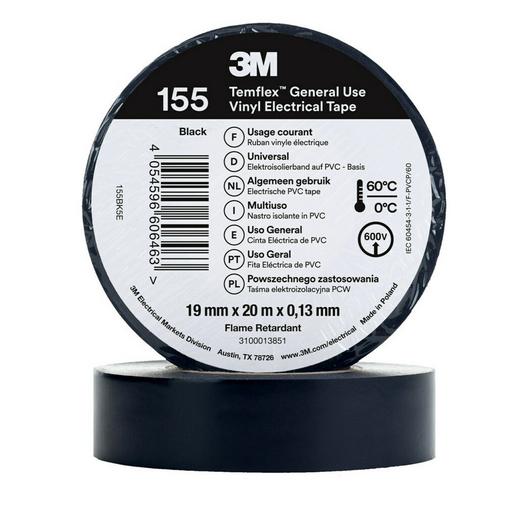 155BK5E 3M Temflex Vinyl-Isolierband 155, Schwar