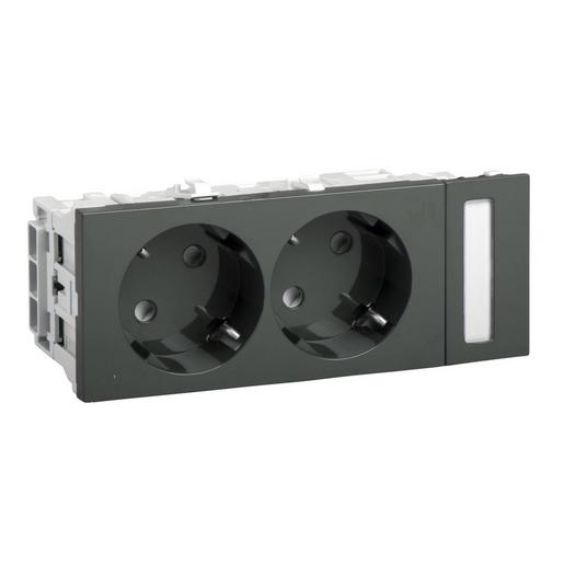 INS62001 Doppel Schutzkontaktsteckdose OSI grau f