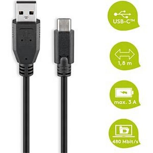 GOOBAY 55468 USB 2.0 Kabel USB-C auf USB A, schwa