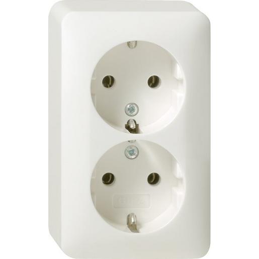 078013 2f-SCHUKO-Steckd. AP Reinweiß