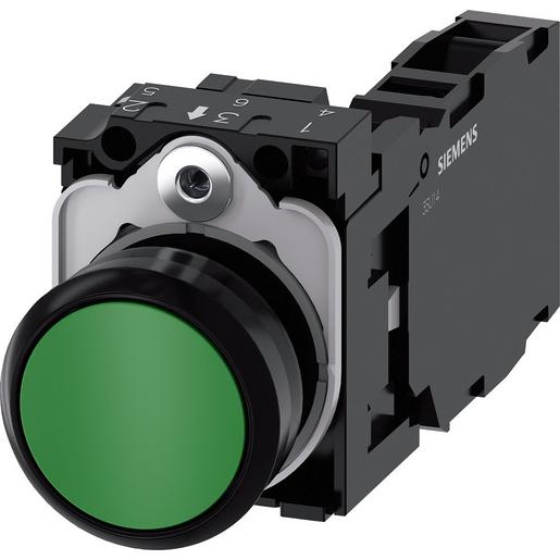 3SU1100-0AB40-1FA0 Drucktaster, 22mm, rund, Kunststoff, grü