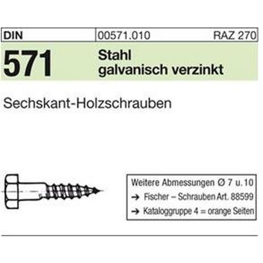 005710100080050 DIN 571 Stahl 8 x 50 galv. verzinkt gal