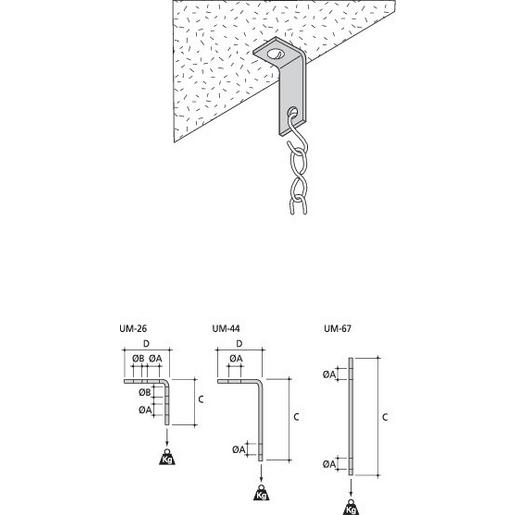 UM-44 Befestigungswinkel mit Loch 6,5mm 90 Gra