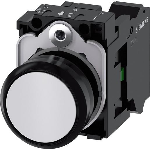 3SU1100-0AB60-3BA0 Drucktaster, 22mm, rund, Kunststoff, wei