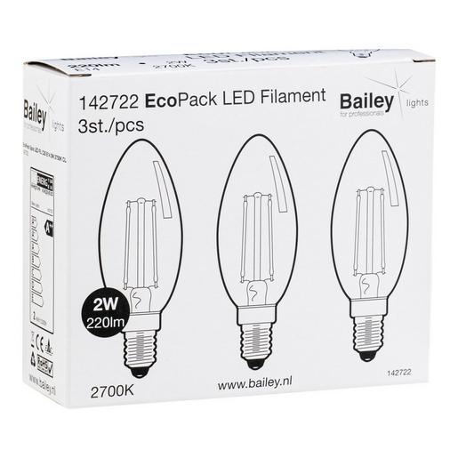 142722 EcoPack 3Stk LED FIL C35 E14 2W (22W) 22