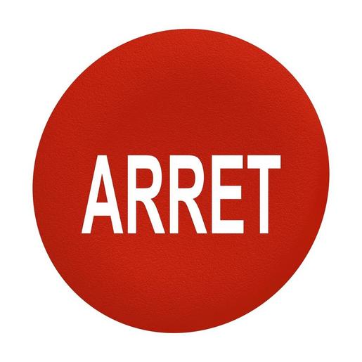 ZBAF433 Tastenschild, rot, ARRET in weiss, für F