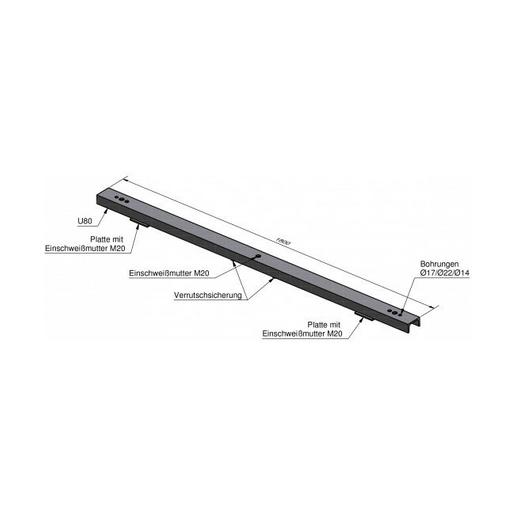 Traversenoberteil 3/5-fach Ausl. 1800 U-Profil zum montieren auf Unterteil für