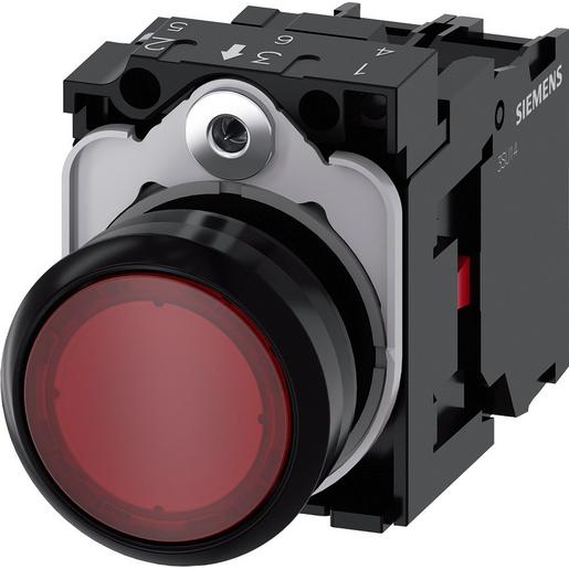 3SU1102-0AB20-1CA0 Drucktaster, beleuchtet, 22mm, rund, Kun