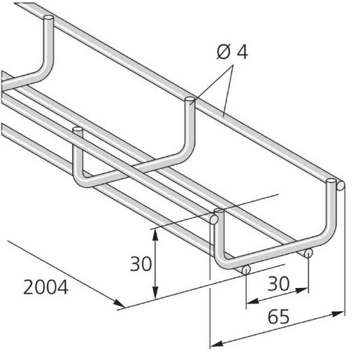 GK 65x 30 V4A Gitterkanal Drahtstärke 4 mm