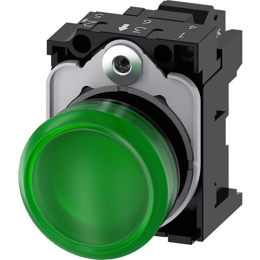 3SU1103-6AA40-3AA0 Leuchtmelder, 22mm, rund, Kunststoff, gr