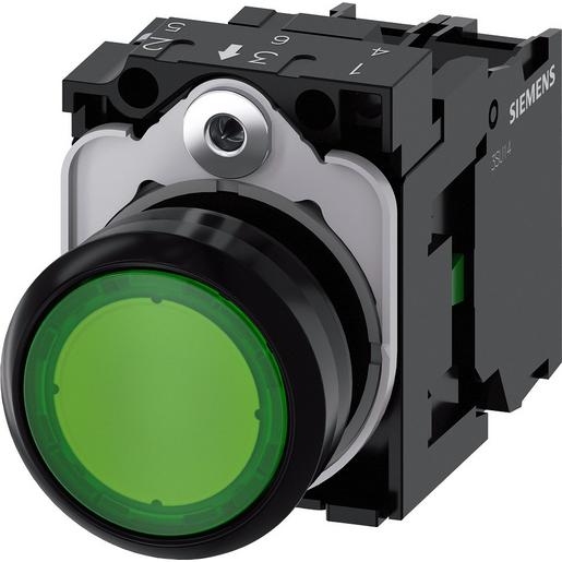3SU1102-0AB40-1BA0 Drucktaster, beleuchtet, 22mm, rund, Kun