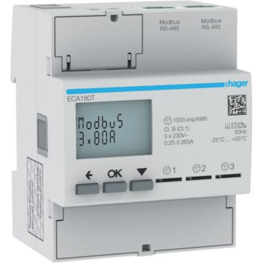 ECA180T Energiezähler 1ph,direkt 3x 80A, AGARDIO