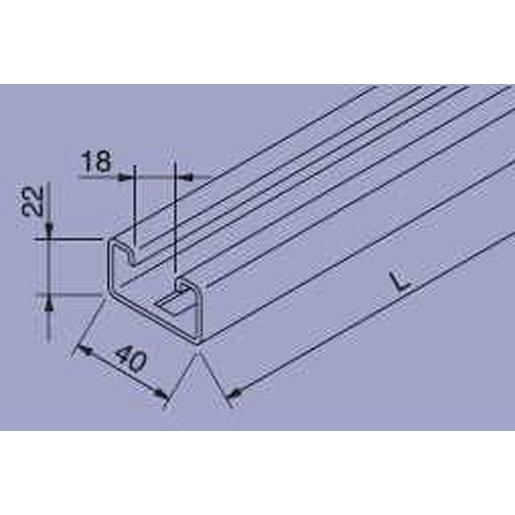 16F2-3000-L C-Profilschiene 40x22x3000mm gelocht 9x1