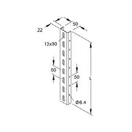 U 50/3000 C U-Profil, 50x22x3000 mm, gelocht, Stahl,
