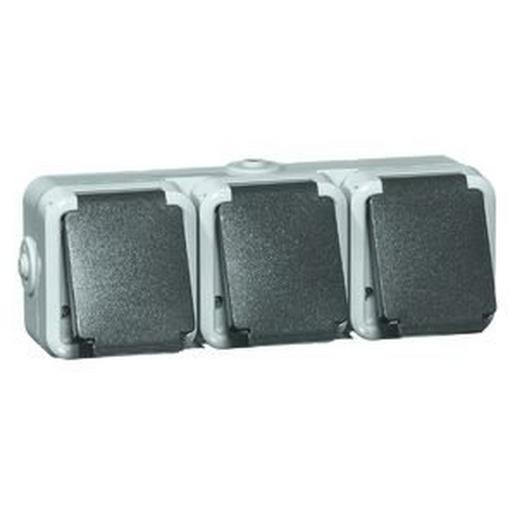 D 6633 WAB Steckdose SCHUKO 3fach, grau