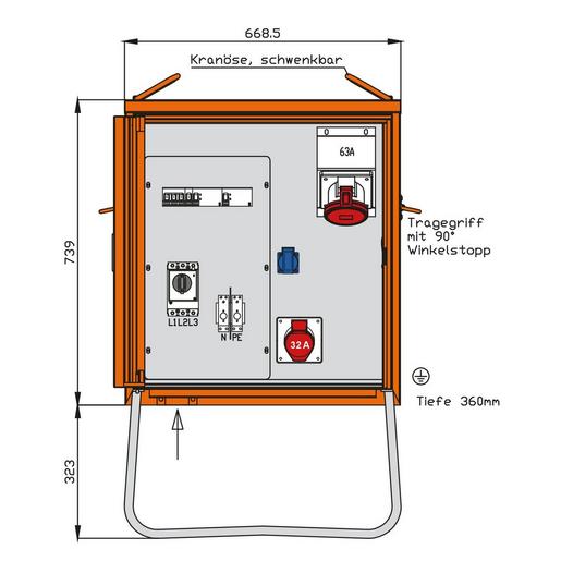 WV0364R1 Verteilerschrank 44kVA mit 2 RCDs Typ B,